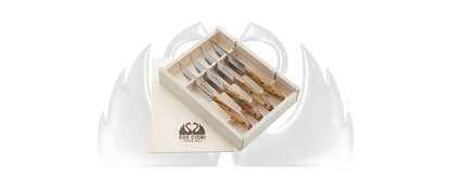 Due Cigni 1896 America Steak Knives with Olive Wood handles, 4-Piece Set