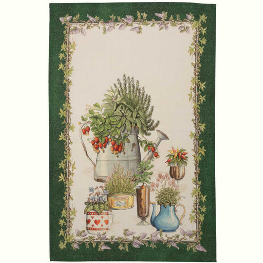 "Balcon Potager Green" Linen Towel