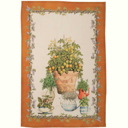 "Balcon Potager Orange" Linen Towel