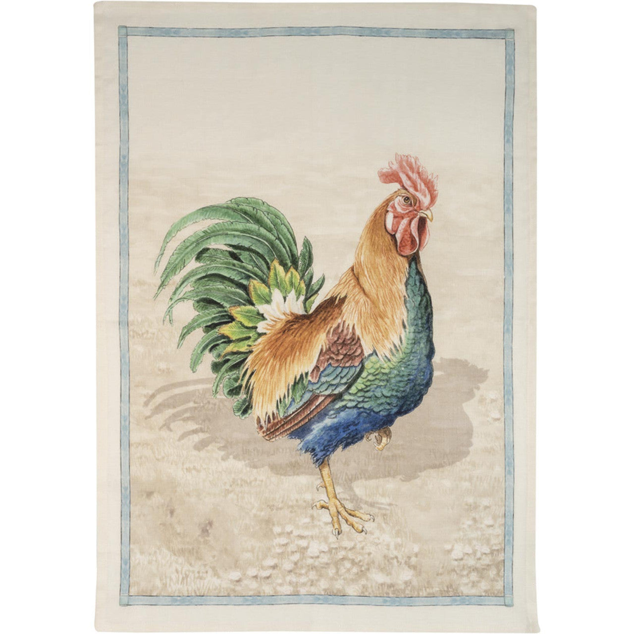 "Rooster Marrone" Linen Towel